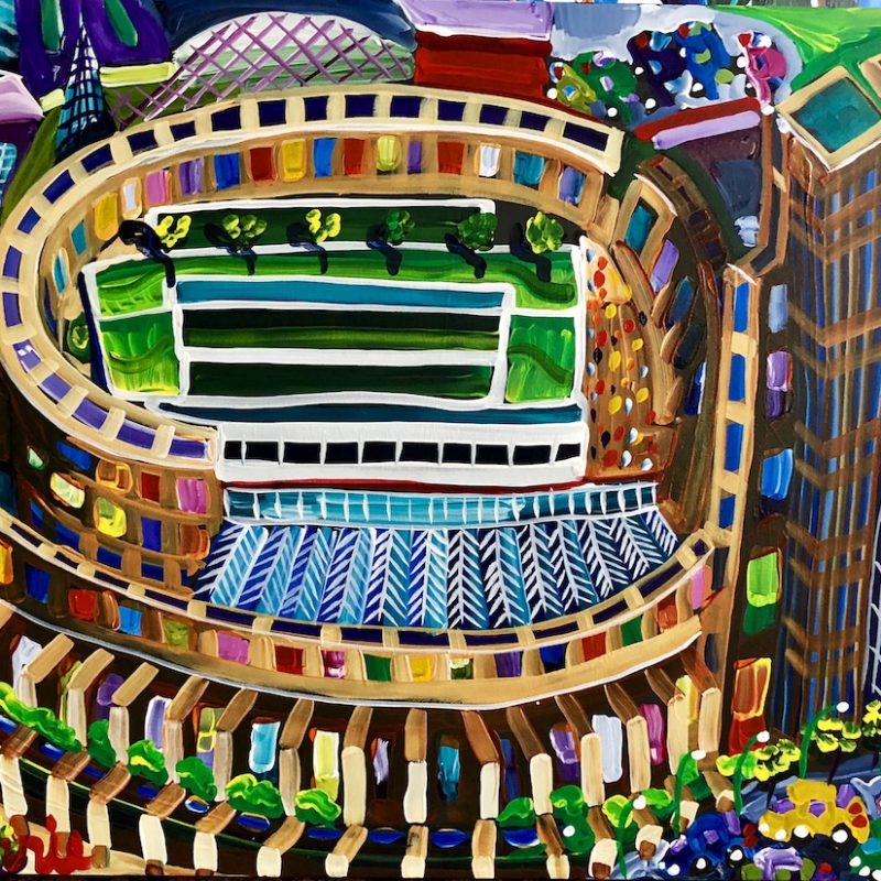 48” x 48" Acrylic on canvas with Krink, 2019