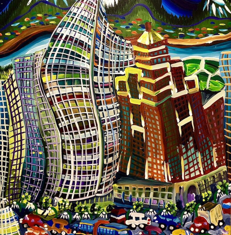 40” x 60" Acrylic on canvas with Krink, 2019