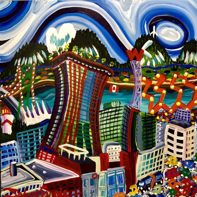 “Awesome 32”, 36” x 36”, acrylic on canvas with KRink, 2019.